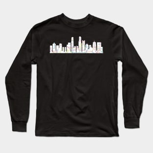 guangzhou city skyline subway map silhouette Long Sleeve T-Shirt